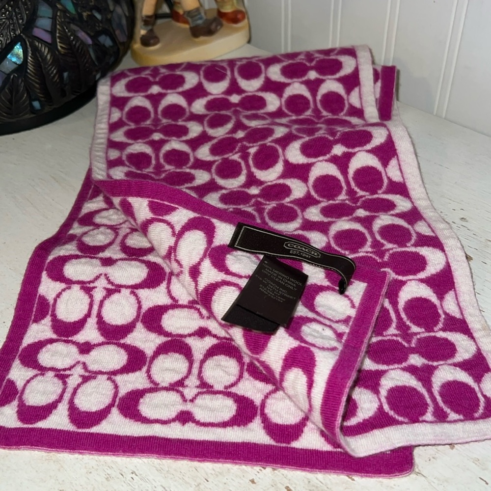 Coach Merino wool reversible scarf  40” x 7.5”